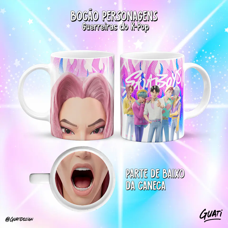 Canecas K-Pop Demon Hunters & Saja Boys – Coleção Bocão Personagens 🎤✨ 12