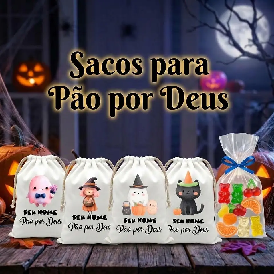 Saco Pão por Deus Personalizado com Nome – Coleção Especial Halloween 1