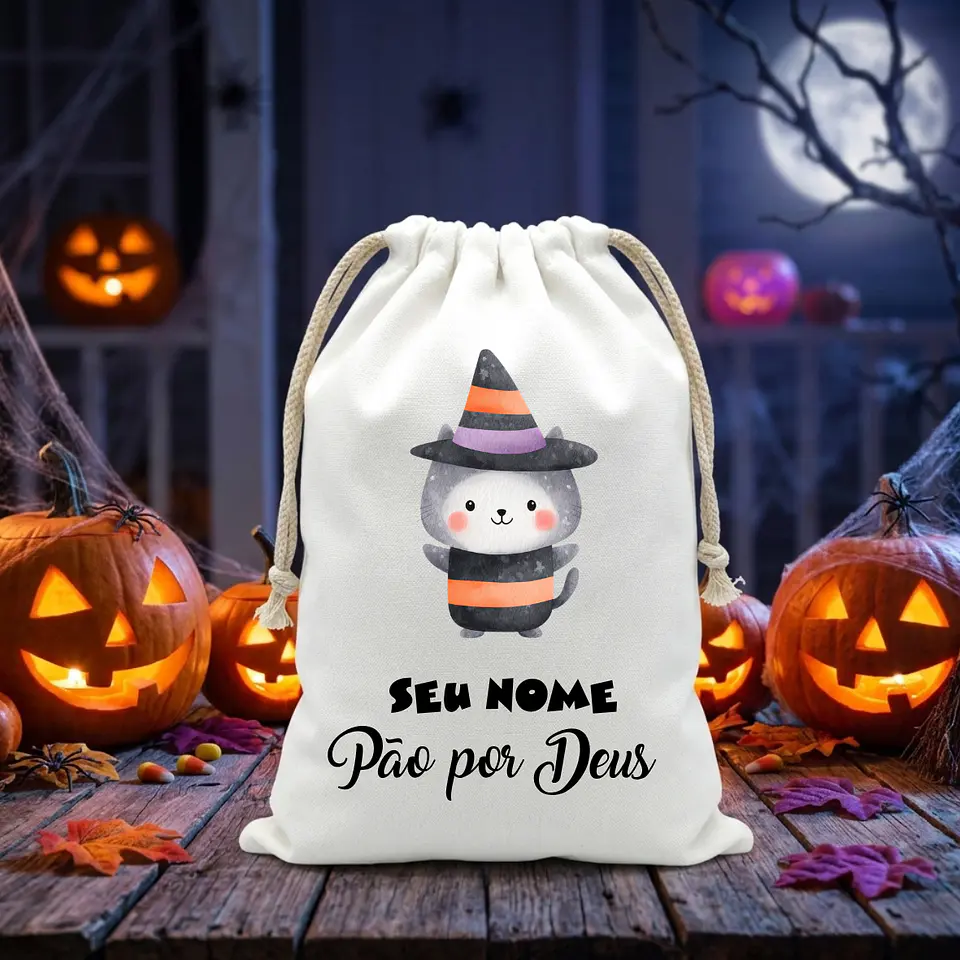 Saco Pão por Deus Personalizado com Nome – Coleção Especial Halloween 2