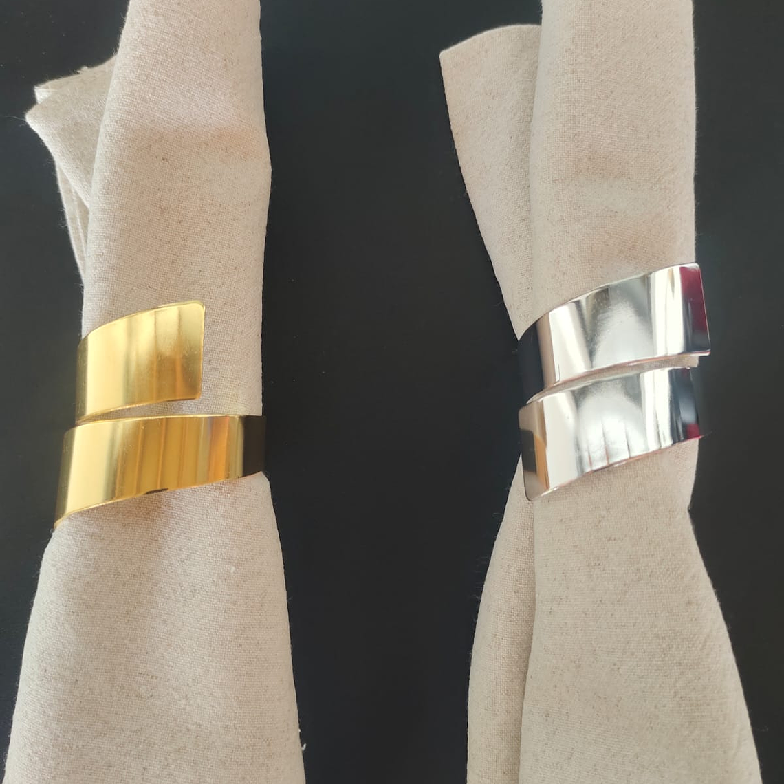 Porta servilleta dorado y plateado 1