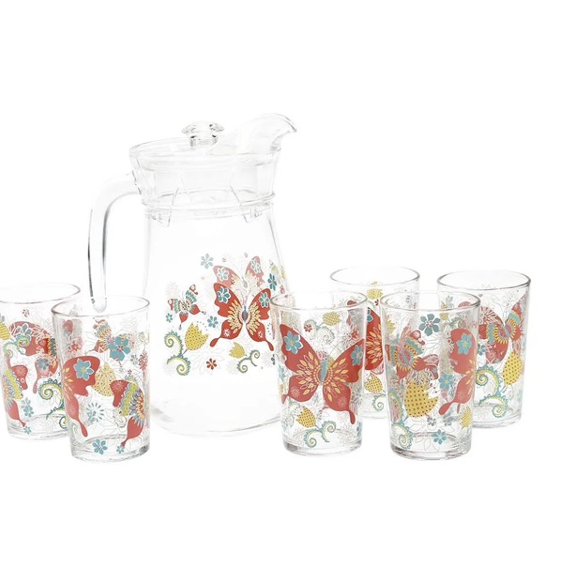 JGO JARRA X 7 PZ (JARRA 1300 ML+ 6 VASOS 215 ML) DEC BARBOLETTA MJT-19608/07P GB 1