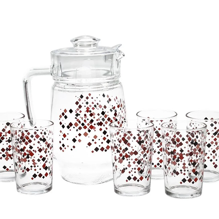 JGO JARRA X 7 PZ (JARRA 1650ML+6 VASOS 215ML) DEC SPARK RED MJT-CH568/07P GB 1