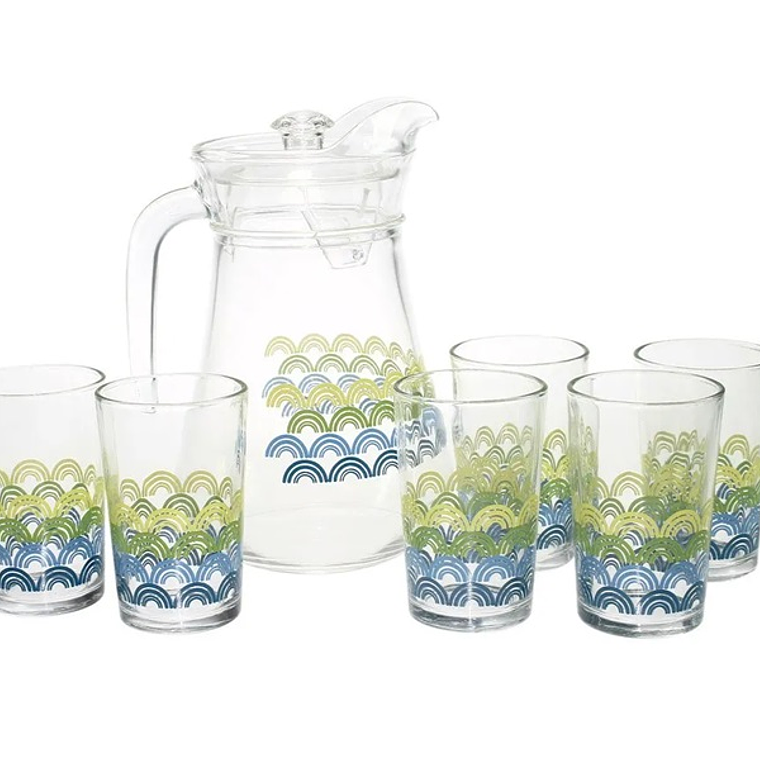 JGO JARRA X 7 PZA (JARRA 1300 ML+6 VASOS 215 ML) DEC SHELL MJT-19608/07P GB 1