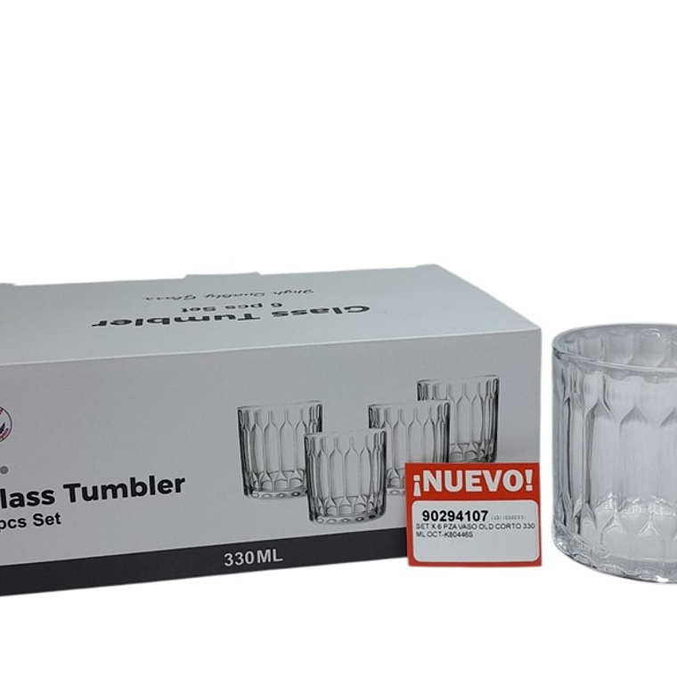 SET X 6 PZA VASO OLD CORTO 330 ML OCT-K80446S 1