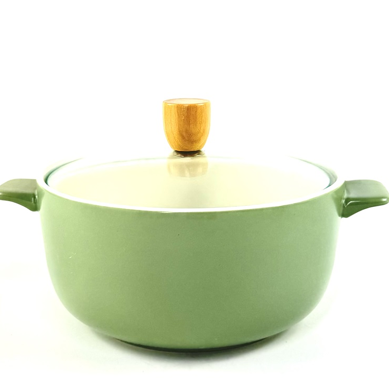 CACEROLA REDONDA VERDE C/TAPA VID  900 ML 1