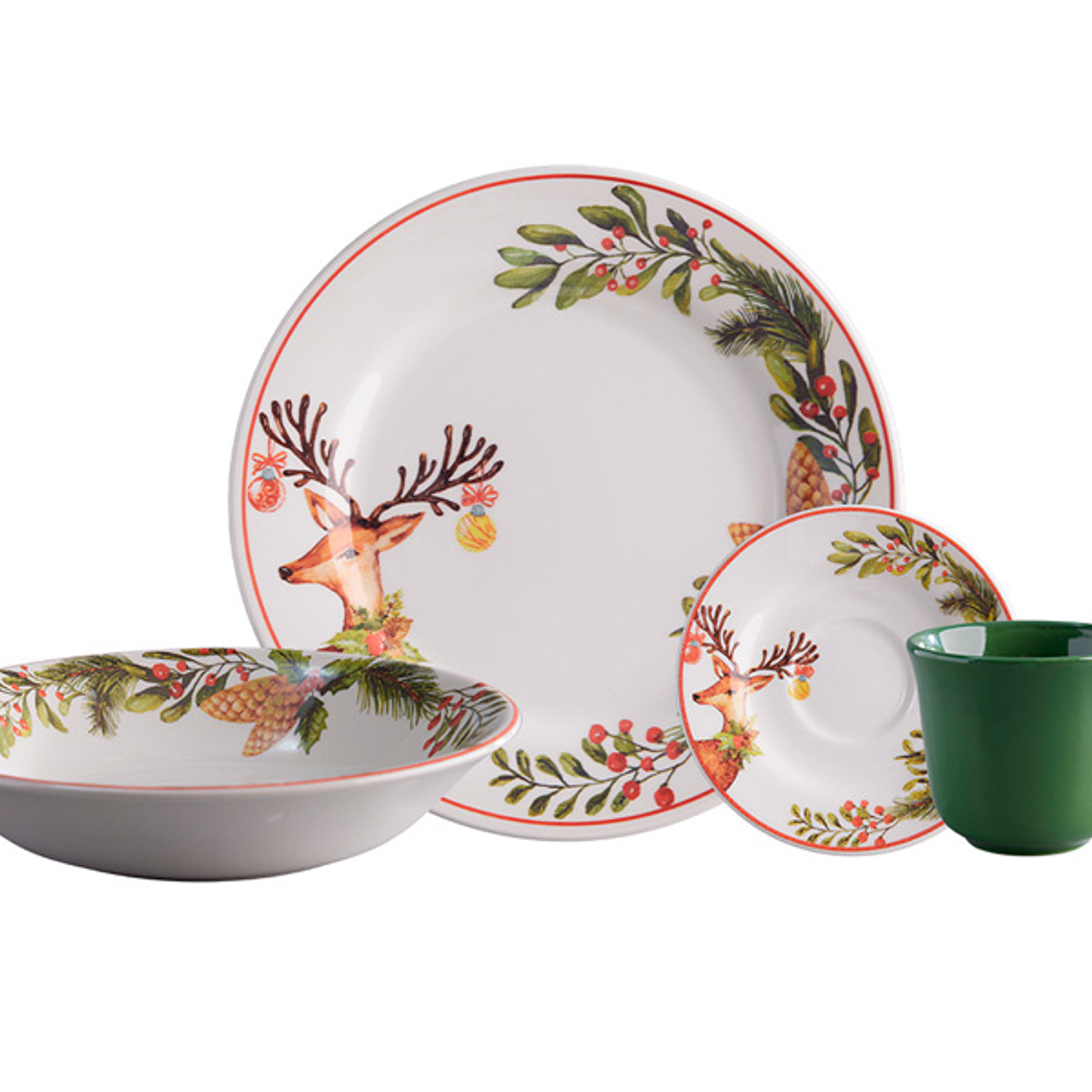 VAJILLA 4/16 RENO DE NAVIDAD VL199H040116 HOGAR 1