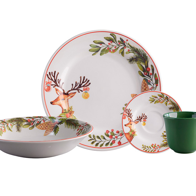 VAJILLA 4/16 RENO DE NAVIDAD VL199H040116 HOGAR 1