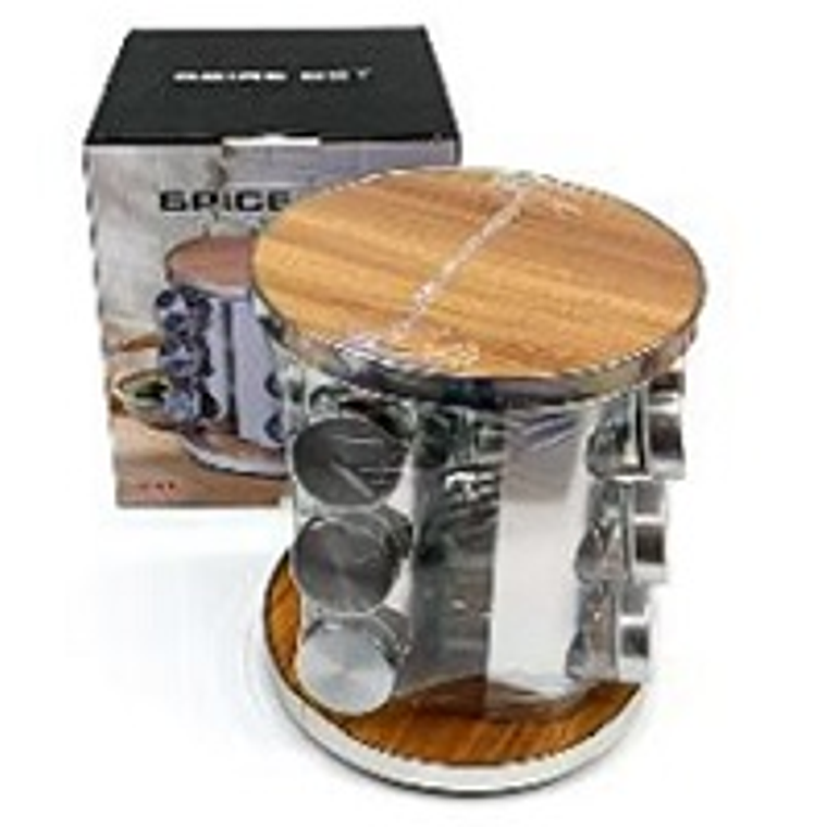 SET X 12 CONDIMENTEROS T/ACERO B/MADERA BHQ-Y12M 1