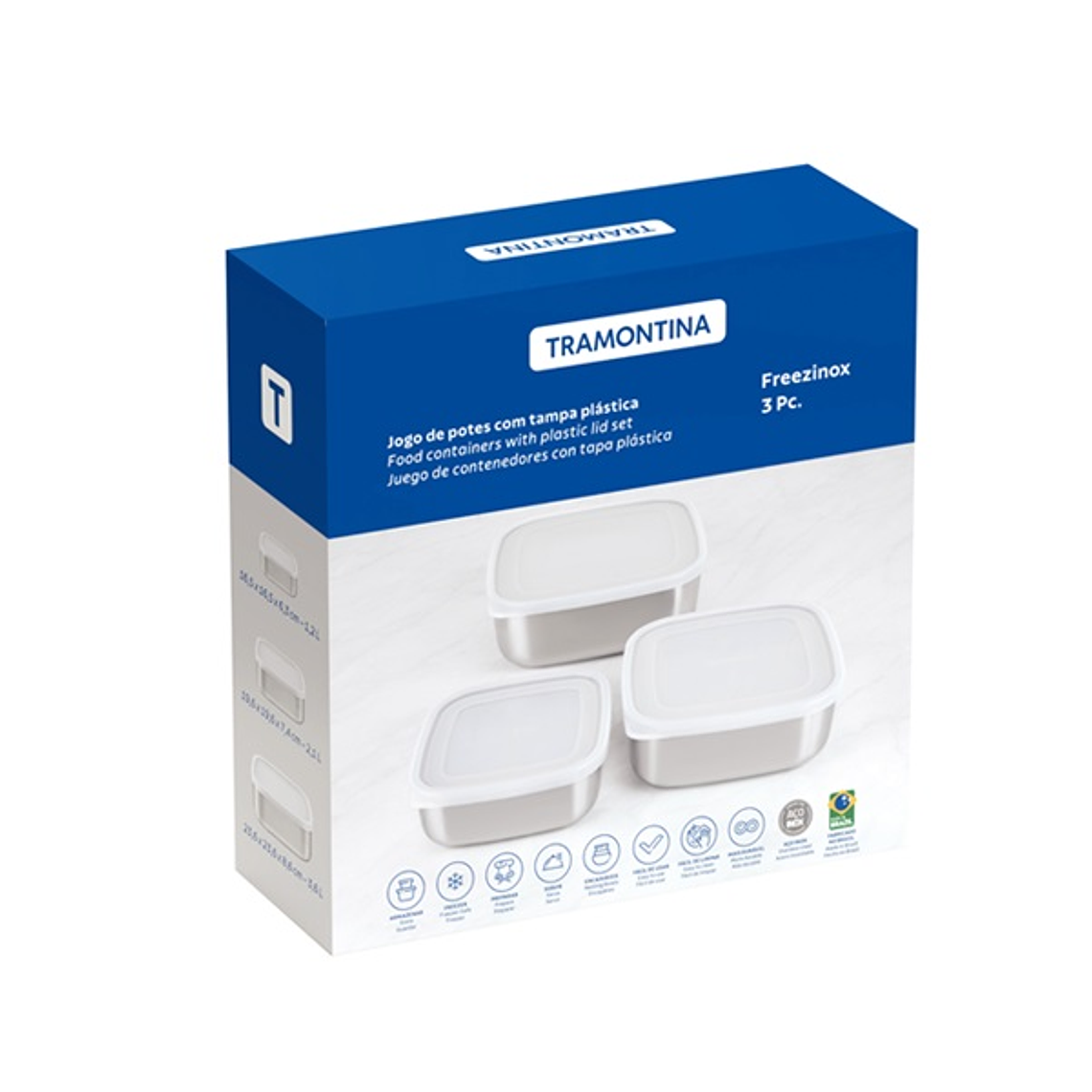 JGO TAPER CUADRADO A/I C/TAPA X3 PZAS  FREEZINOX  64220/800  1