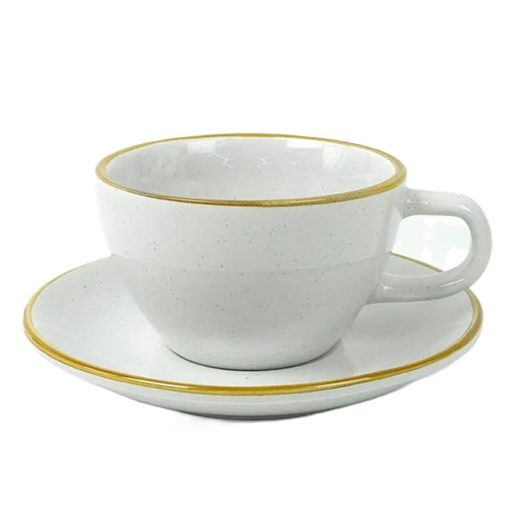 TAZA C/PLATO TE HOTELWARE BEIGE JASPEADO 300ML  GF03 1