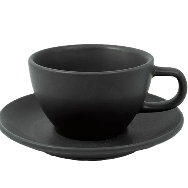 TAZA C/PLATO TE HOTELWARE NEGRO MATE 300ML GF02 1