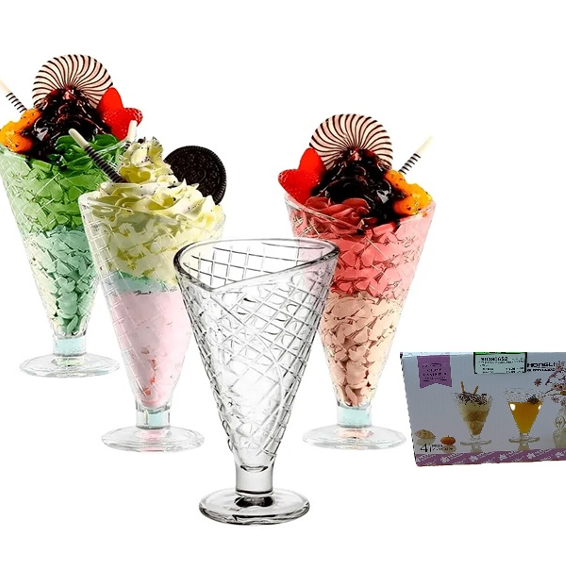 SET X 4 COPA CONO HELADO 220ML IC-0807 1