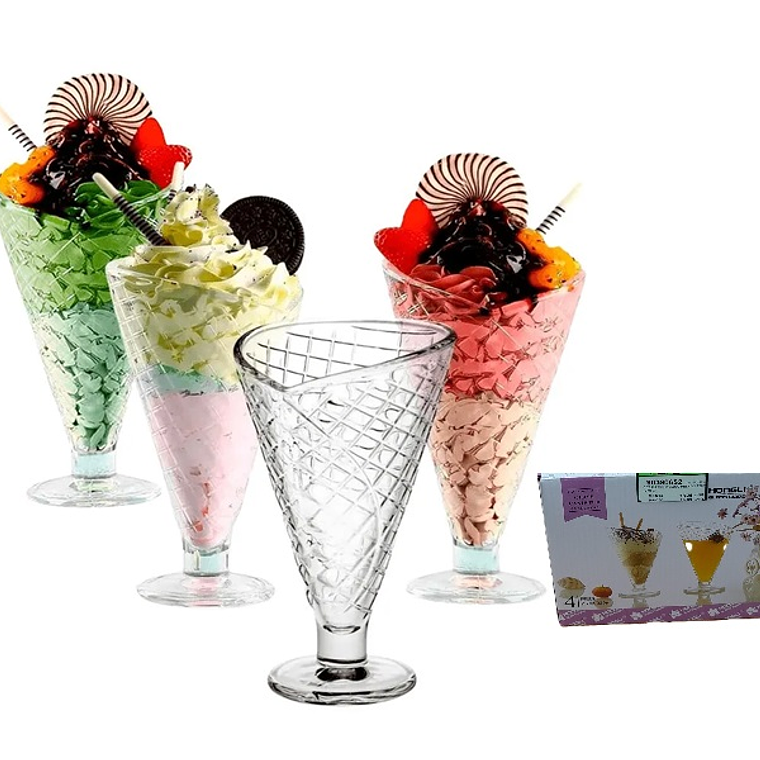 SET X 4 COPA CONO HELADO 220ML IC-0807 1