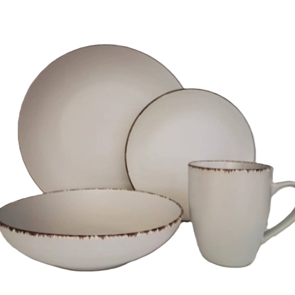 JGO VAJILLA X 16 PZA CREMA MATE BORDE MARRON (P.10.5\/ P.8\