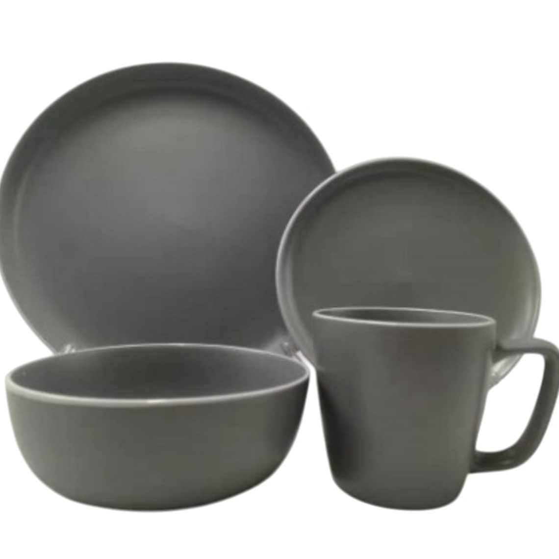 JGO VAJILLA X 16 PZA GRIS ACERO MATE (P.10.5\/ P.8\