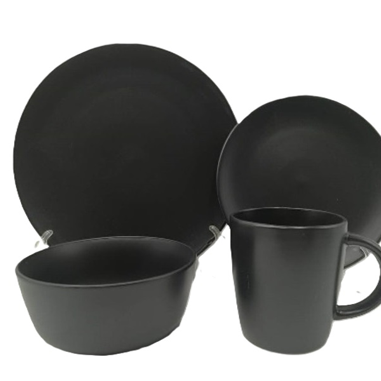 JGO VAJILLA X 16 PZA NEGRO INTENSO MATE (P.10.5\/ P.8\