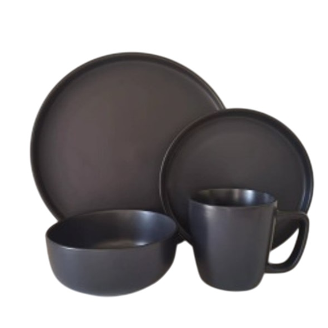 JGO VAJILLA X 16 PZA NEGRO MATE (P.10.5\/ P.8\