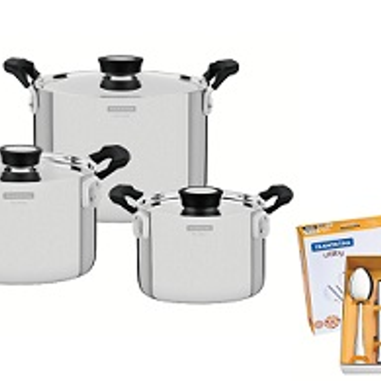 JGO BATERIA DE COCINA GRANO COMPACT 6 PZ T/AC. MANGO BAK (OA16-OA20-OA24) + JARRA 1LT EXACTA 61636/103 1