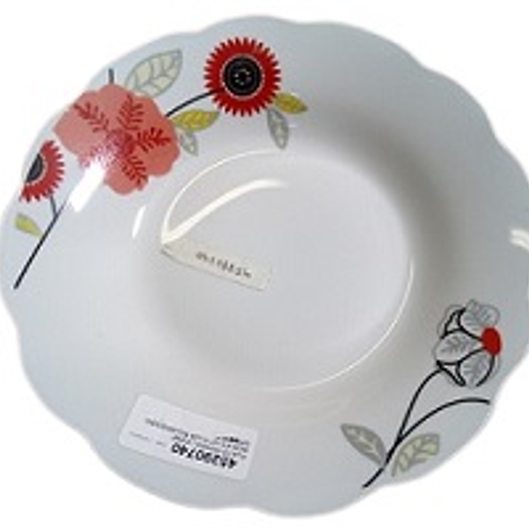 PLATO HONDO LOZA 9\ MOD. A11-07 FLOR ROJA/NEGRO