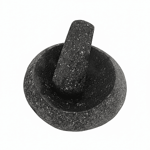 MORTERO DE PIEDRA RÚSTICO CON PILÓN DIAMETRO INTERNO APROX. 12.5 A 12.7 CM