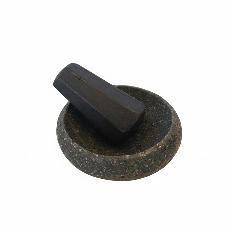 MORTERO DE PIEDRA RÚSTICO CON PILÓN DIAMETRO INTERNO APROX. 10 A 10.5 CM 1