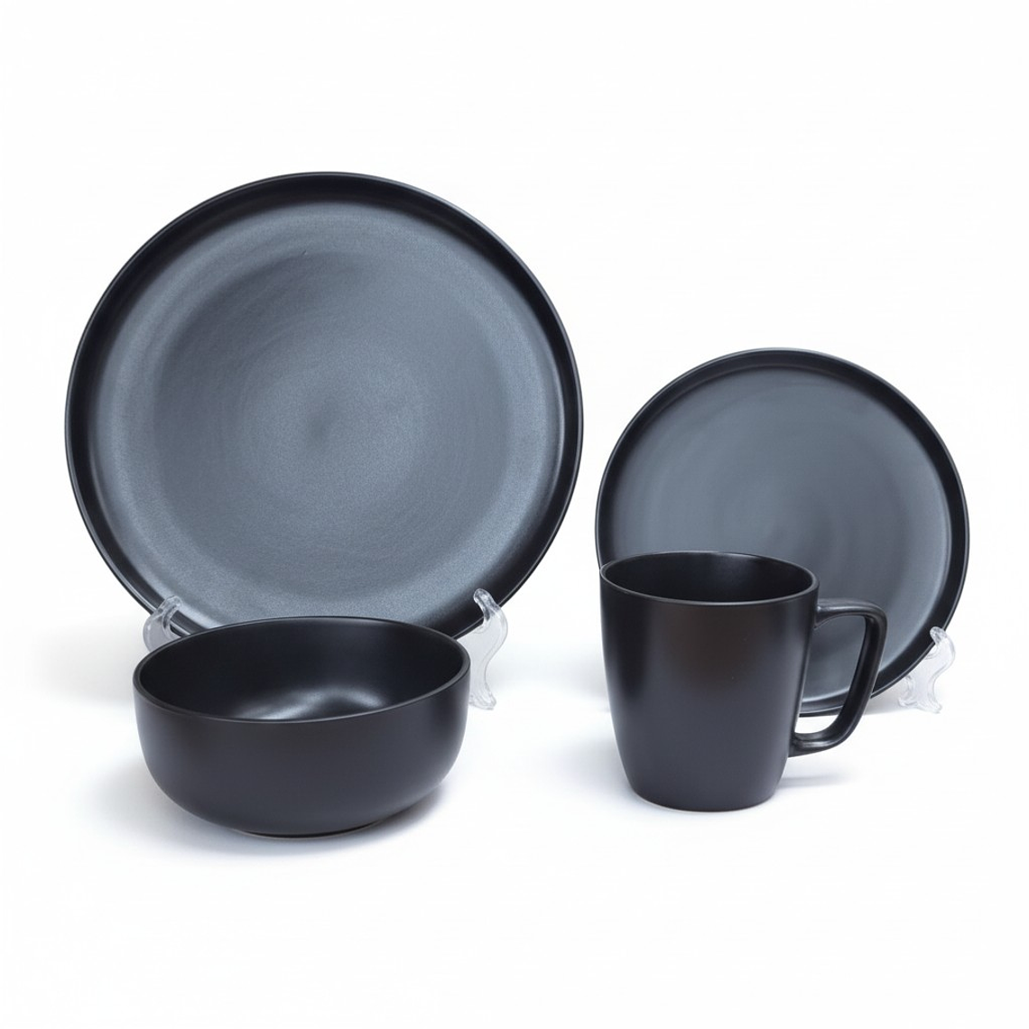 JGO VAJILLA STONEWARE X 16PZA NEGRO MATE  DW-1  (OCS) 1