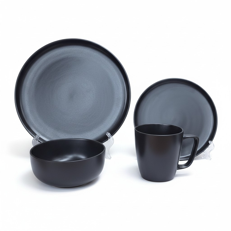 JGO VAJILLA STONEWARE X 16PZA NEGRO MATE  DW-1  (OCS) 1