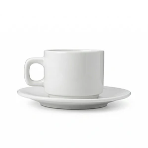 TAZA CON PLATO PARA TÉ AMERICANA BLANCO 250 ML