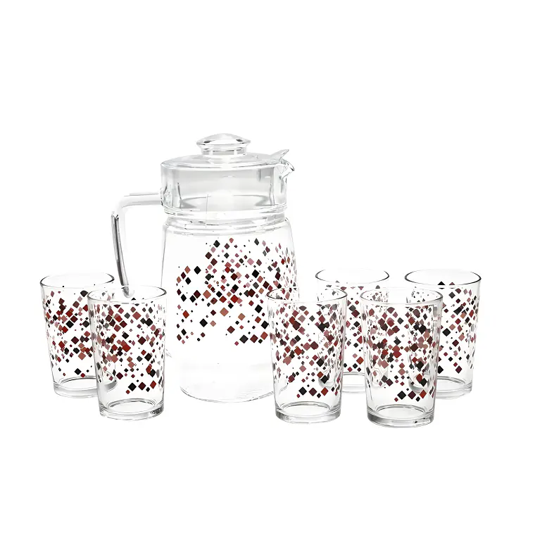 JGO JARRA X 7 PZ (JARRA 1650ML+6 VASOS 215ML) DEC SPARK RED MJT-CH568/07P GB 1