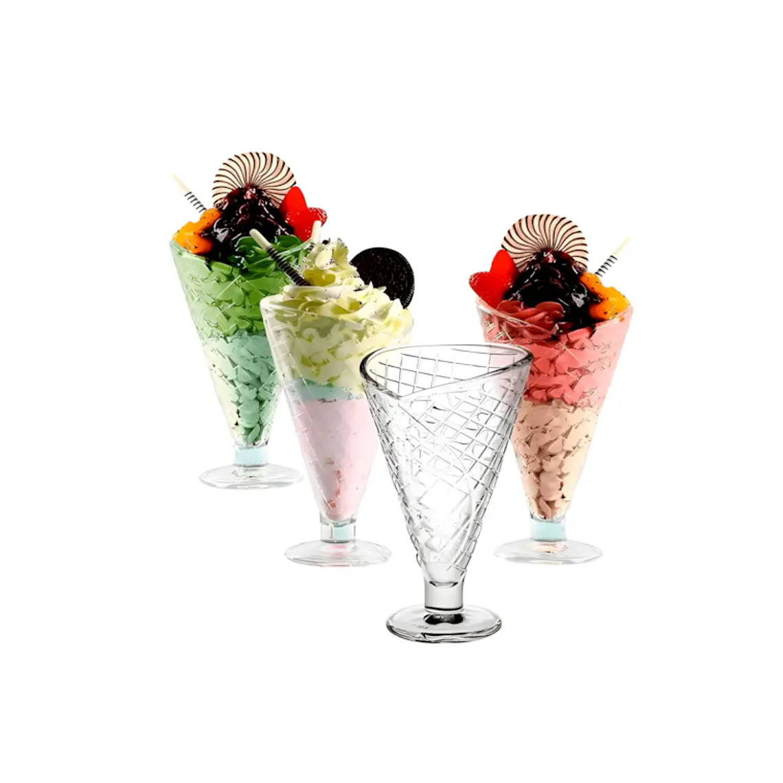 JUEGO DE 4 COPAS CONO HELADO 220 ML 1