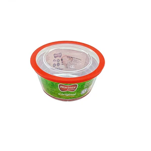 BOLO DE VIDRIO REDONDO GRANDE CON TAPA PLASTICO 2.4 L