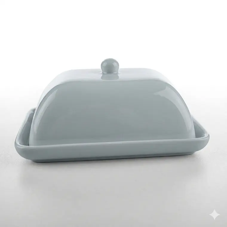 MANTEQUILLERA LOZA BLANCO CON TAPA 1