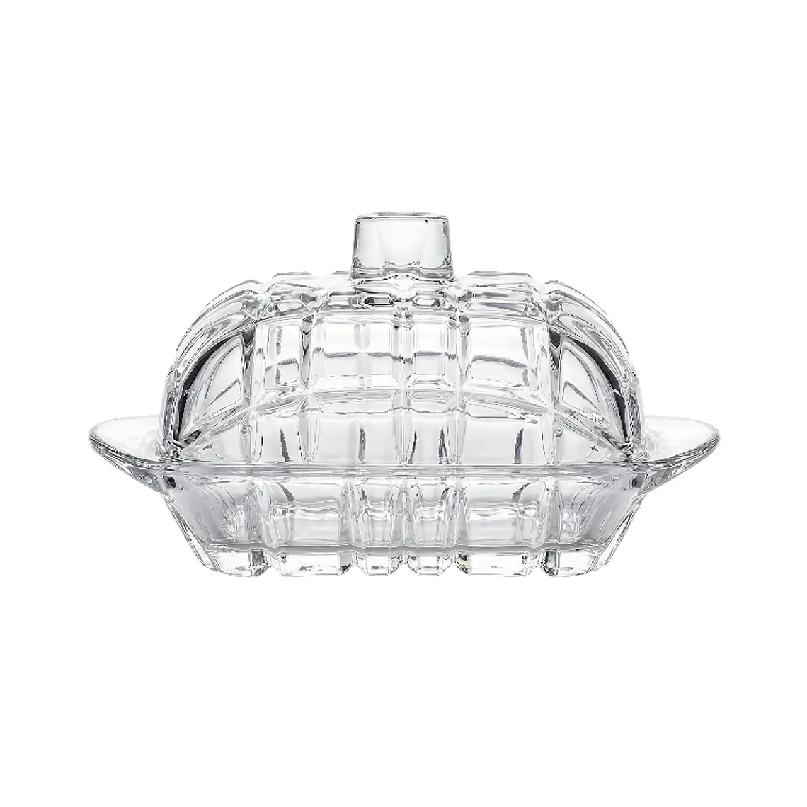 MANTEQUILLERA LABRADA DE VIDRIO CON TAPA 17 X 10.5 X 7.5 CM 1