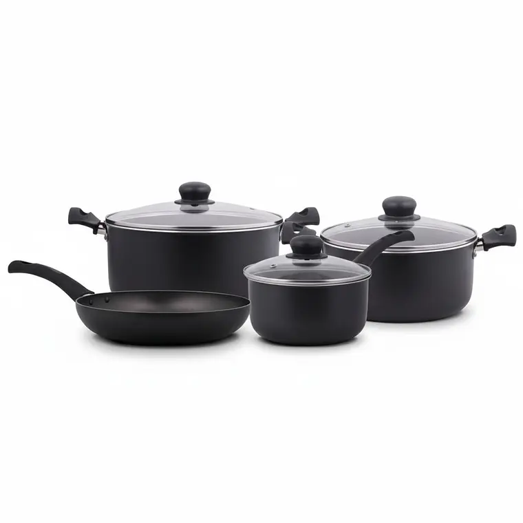 JUEGO DE 7 COCINA NOVA 2 OLLAS CON TAPA DE VIDRIO 24/20 CM, CACEROLA CON TAPA 16 CM Y SARTEN 24 CM 1