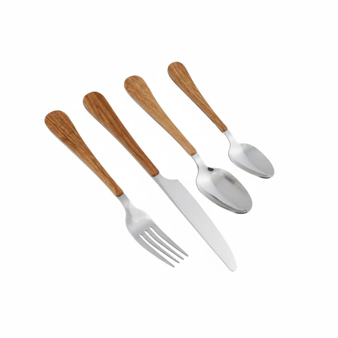 JUEGO DE 24 CUBIERTOS ACERO INOXIDABLE MANGO DE MADERA 1