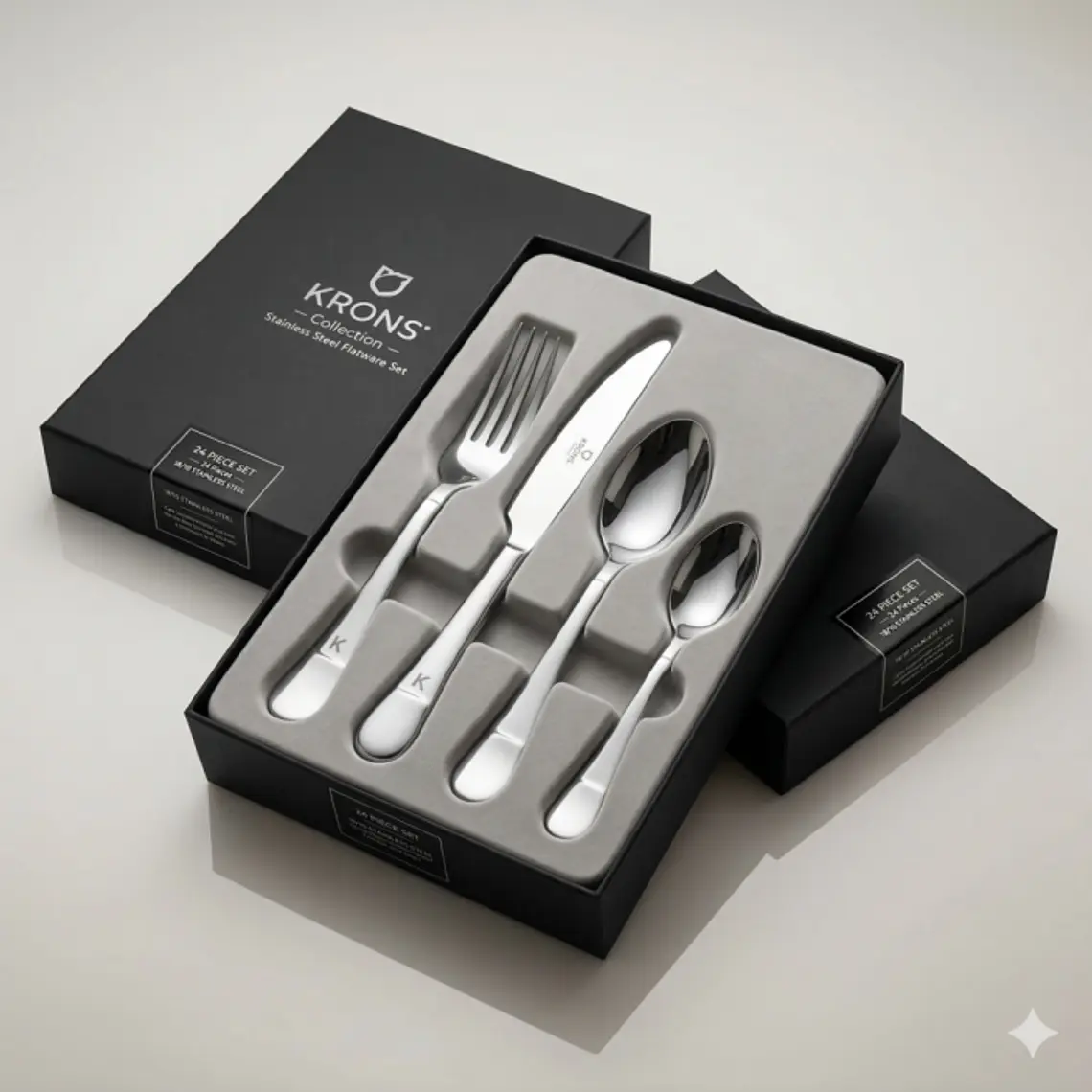 JUEGO DE 24 CUBIERTOS ACERO INOXIDABLE SMOKE MARBLE 1