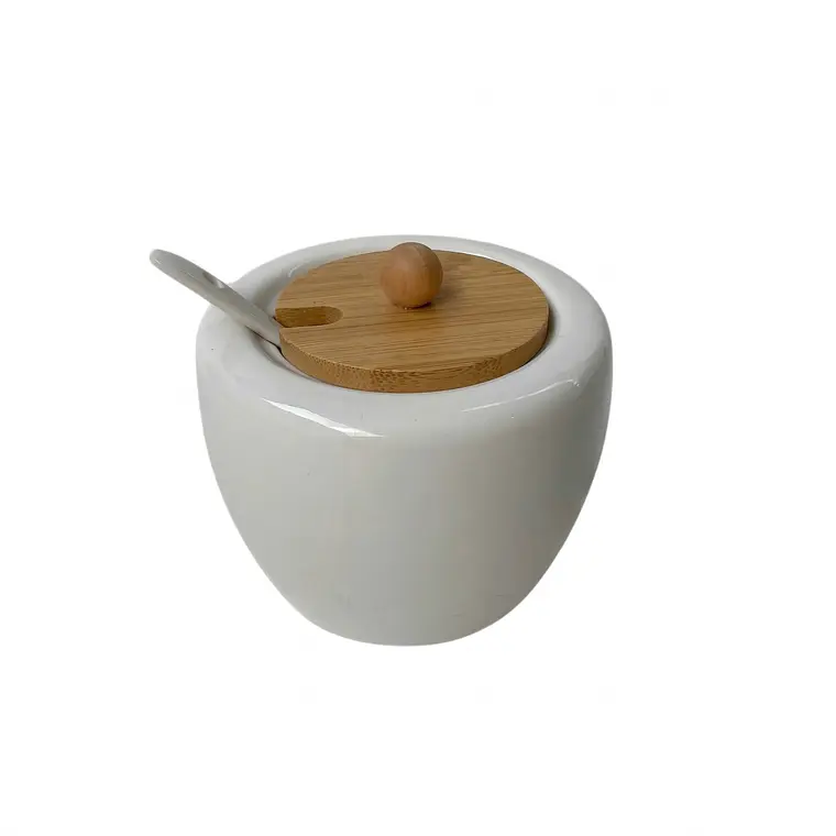 AZUCARERA CON CUCHARITA Y TAPA DE MADERA 370 G 1