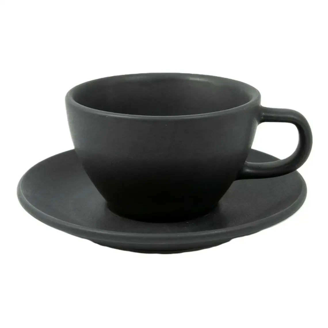 TAZA CON PLATO NEGRO MATE PARA TÉ 300 ML 1