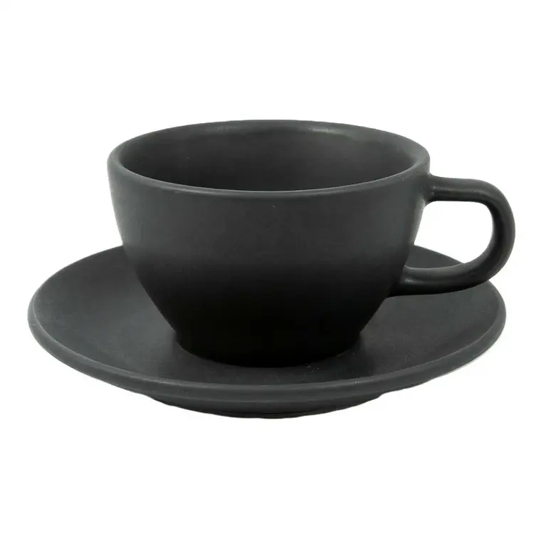 TAZA CON PLATO NEGRO MATE PARA TÉ 300 ML 1
