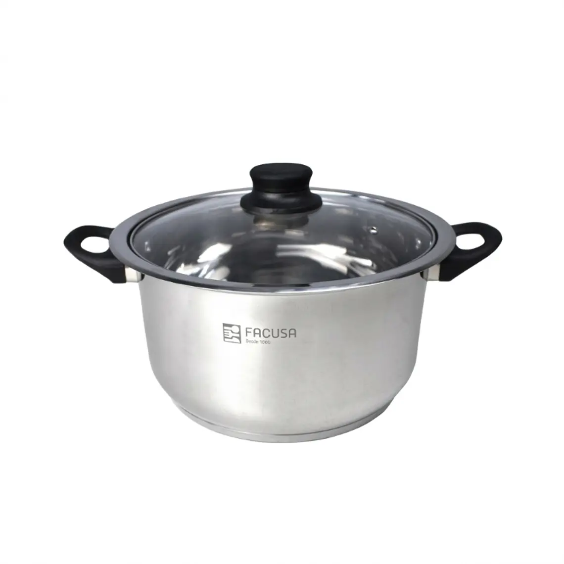 OLLA CLASICA ACERO INOXIDABLE CON TAPA DE VIDRIO DIAMETRO 24 CM 1