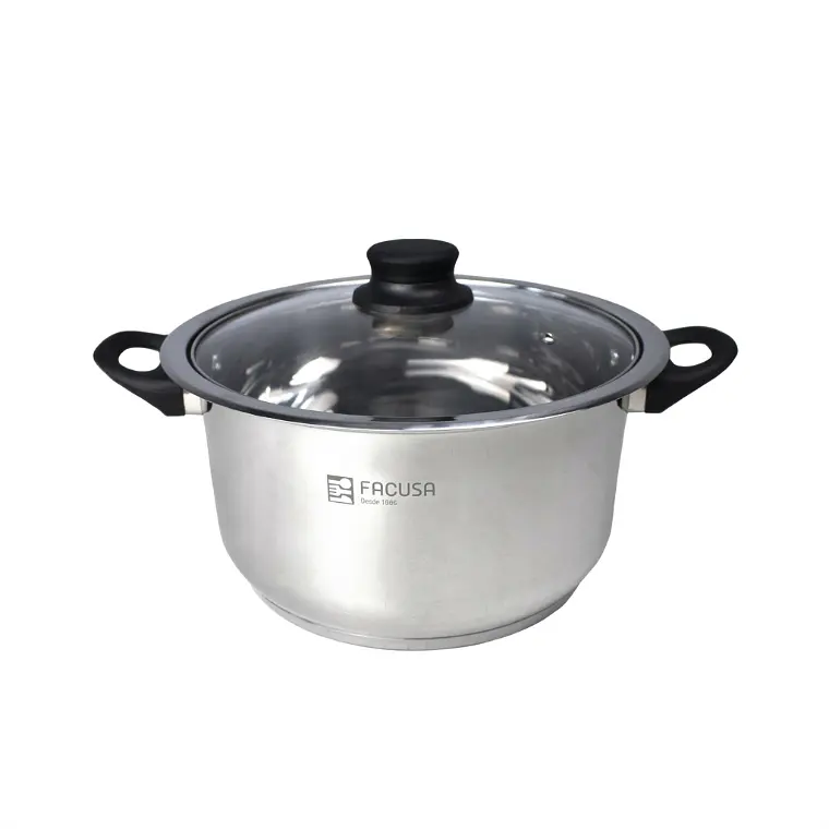 OLLA CLASICA ACERO INOXIDABLE CON TAPA DE VIDRIO DIAMETRO 24 CM 1