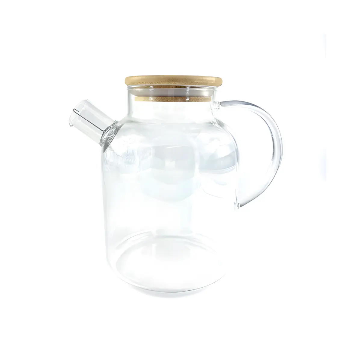 TETERA VIDRIO REFRACTARIA RECTA CON TAPA DE MADERA 1.8 L 1