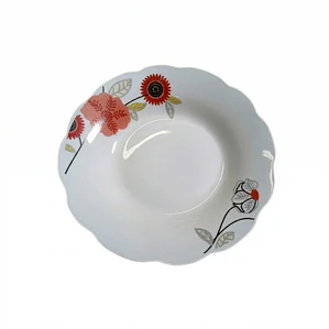 PLATO HONDO LOZA DECORADO FLOR ROJA/NEGRO 9