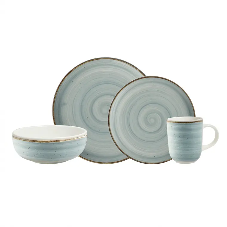 JUEGO DE 16 VAJILLA CAOBA AZUL 04 DE CADA UNO 1