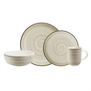 JUEGO DE 16 VAJILLA CAOBA GRIS 04 DE CADA UNO