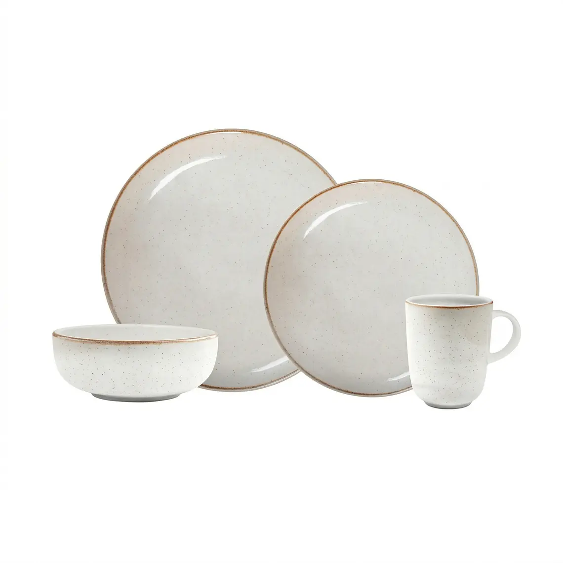 JUEGO DE 16 VAJILLA CAOBA BEIGE 04 DE CADA UNO 1