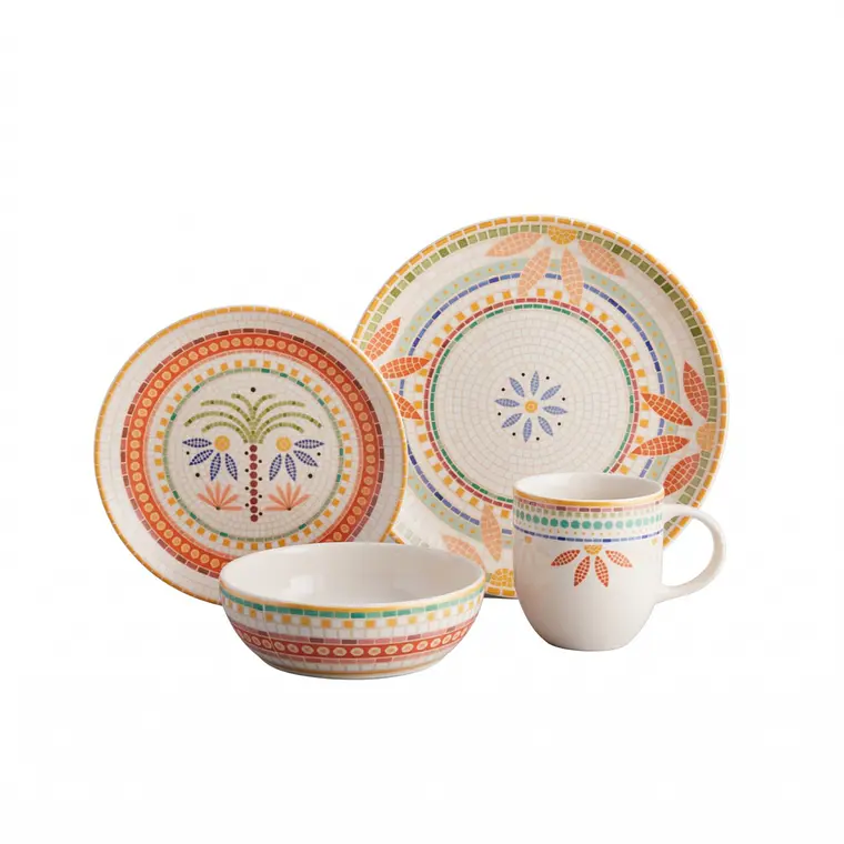 JUEGO DE 16 VAJILLA FIORES 04 DE CADA UNO 1