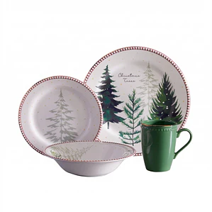 JUEGO DE 16 VAJILLA CHRISTMAS TREES 04 DE CADA UNO