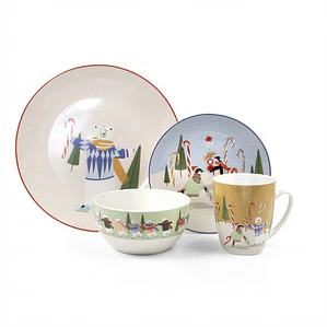 JUEGO DE 16 LOZA CHINA DECORACIÓN NAVIDENO ( 4 DE CADA UNO)