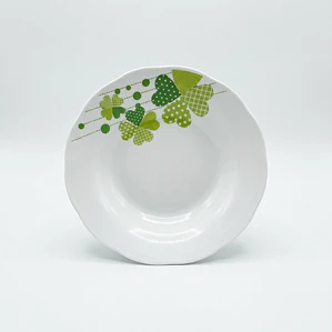 PLATO HONDO LOZA MODELO CORAZON VERDE 9